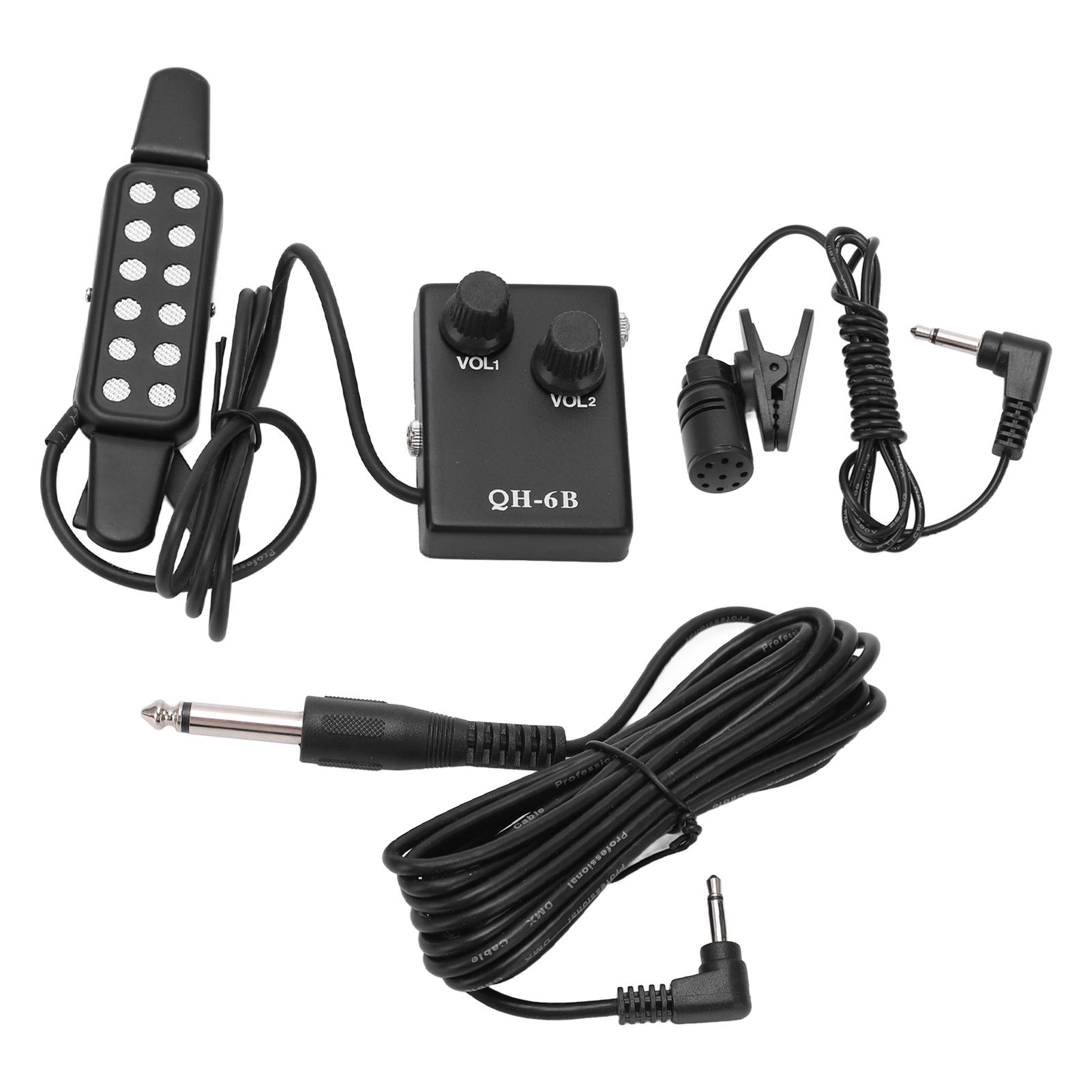 

Звукосниматель для гитары 12 звуковых отверстий Регулятор громкости Усилитель с микрофоном для акустической