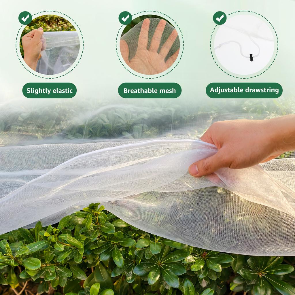 2Pcs Garden Netting Raised Bed Cover with Adjustable Drawstring Reusable Rectangular Plant Covers For Lawn Garden Plants