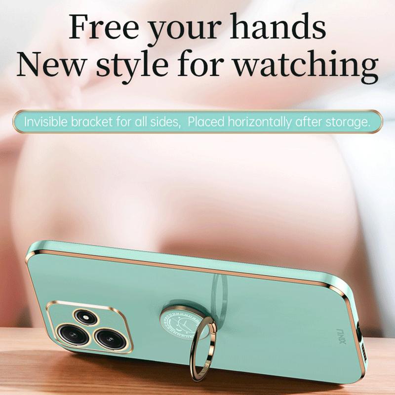 XINLI For Xiaomi Redmi Note 12R 5G TPU Cover Electroplated Phone Case with Ring Kickstand