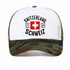 Casquette de baseball en maille respirante motif drapeau suisse pour homme et femme, chapeau trucker d'été, snapback réglable