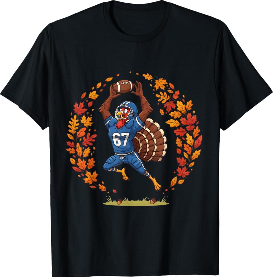 Thanksgiving Football Turkey Shirt, Fall Game Day Sports Tee, Unisex T-Shirt L
