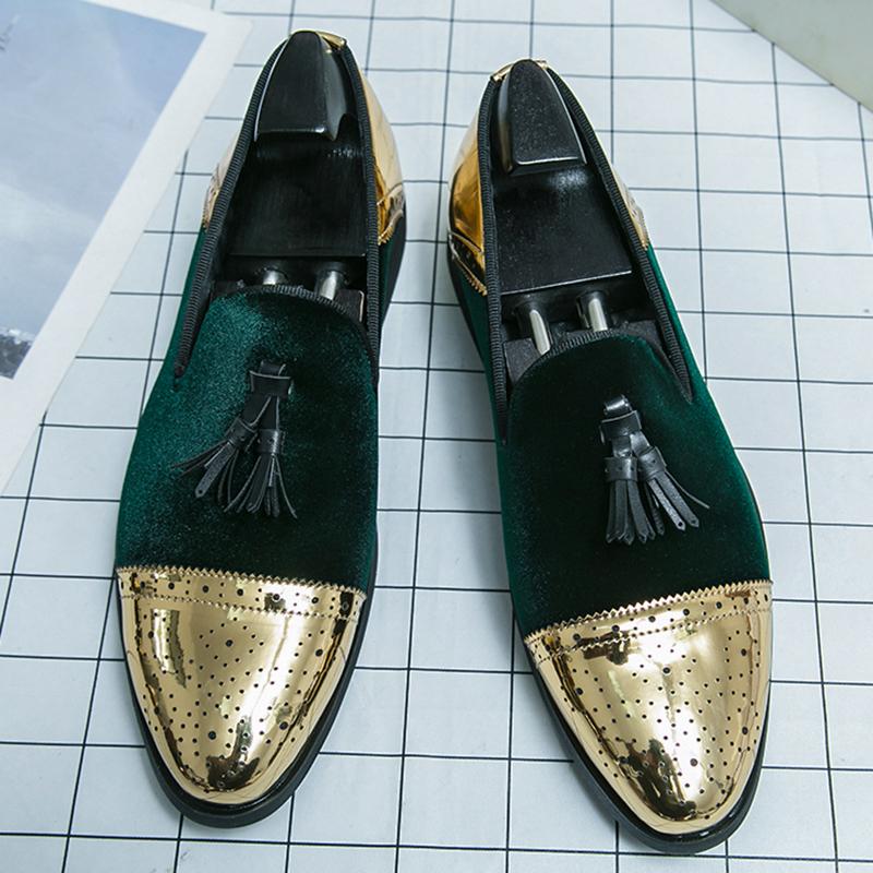 New Designer Fashion Men Velvet Tassels Mixed Casual Brogues Shoes Formal Wedding Dress Homecoming Footwear Zapatos Hombre