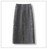 Sequined Woolen High-Waist Straight Skirt for Women