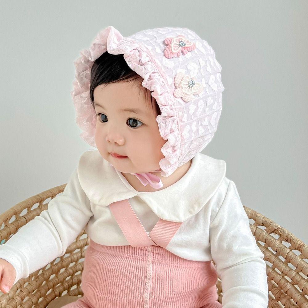 Lace Newborn Bonnets 0-12M Adjustable Sun Hat 2025 Infant Bonnet for Baby Girl