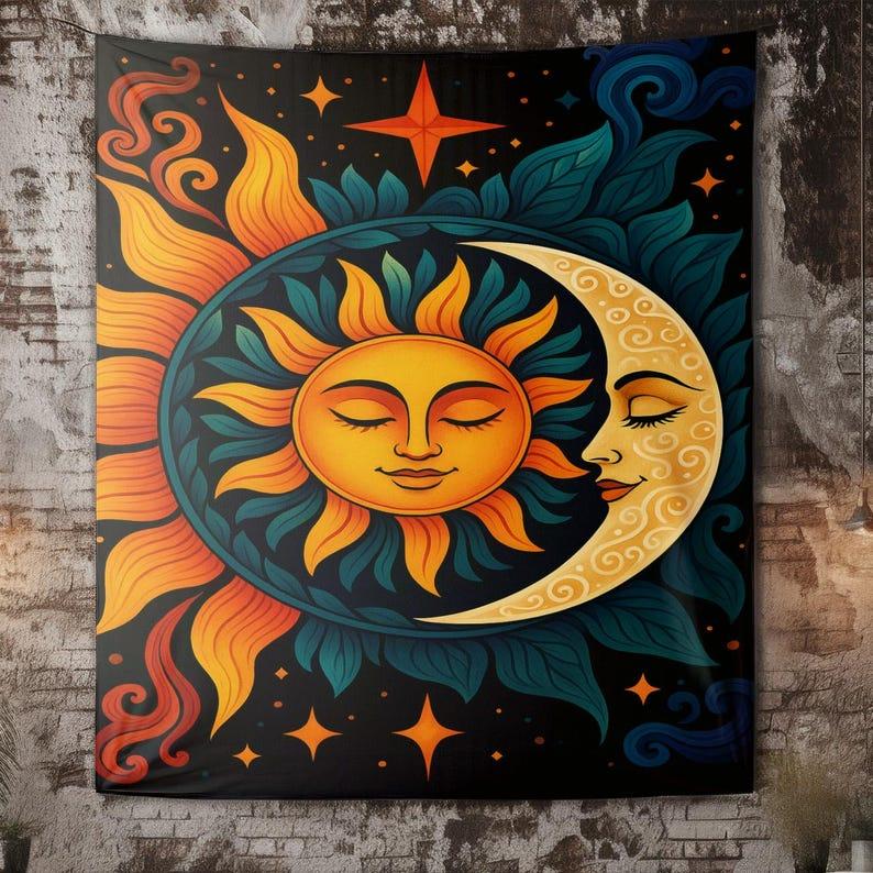 Sun and Moon tapestry 75x100 чёрный