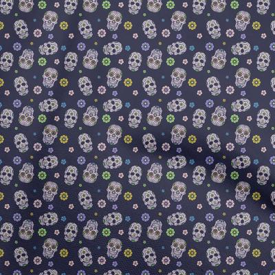 Baumwoll-Flex Marineblau Stoff Totenkopf Quiltzubehör Druck Nähstoff Meterware 40 Zoll