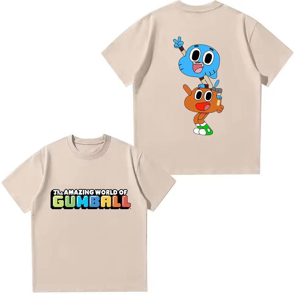 La Fantastica Vita di Gumball T-shirt Bambini Ragazzi Ragazze Moda Estiva Top Divertente Stampa di Gumball e Darwin Maglietta Casual a Maniche Corte