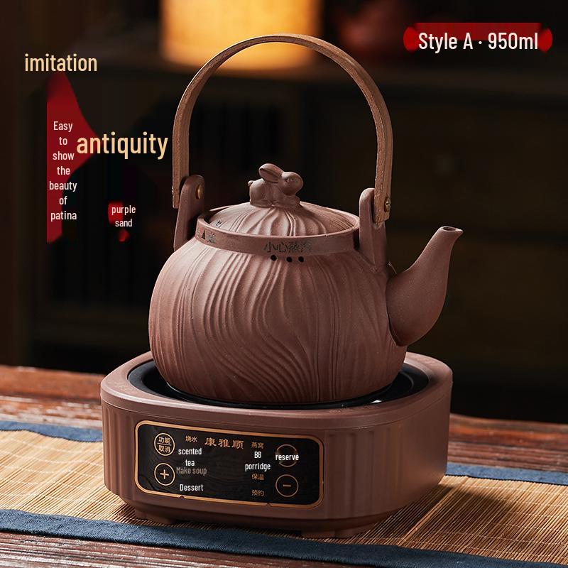 Kang Ya Shun Electric Zisha Kettle: Household Health Pot for Boiling and Brewing Tea Unglazed Purple Clay