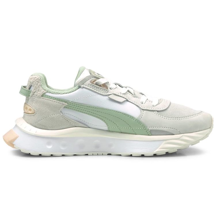 Puma Wild Rider Prm Shock Absorbing Durable Low-Top Training Shoes Women sneaker White Gray Green 381899-01