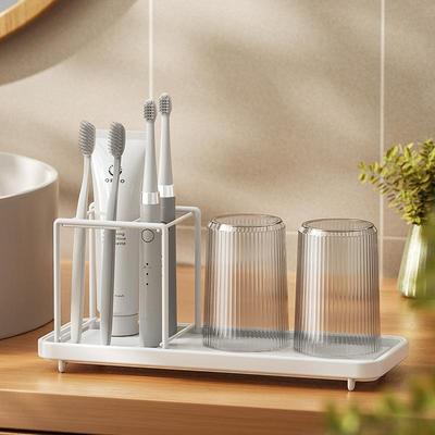 Bathroom Toothbrush Toothpaste Shelf Multifunctional Mouthwash Cup Storage Table Bathroom Storage Rack Accessories Organizer