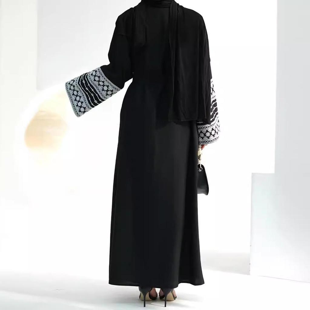 Elegant Embroidered Cardigan Robe Abaya Dress for Women - Dubai Turkey Middle East