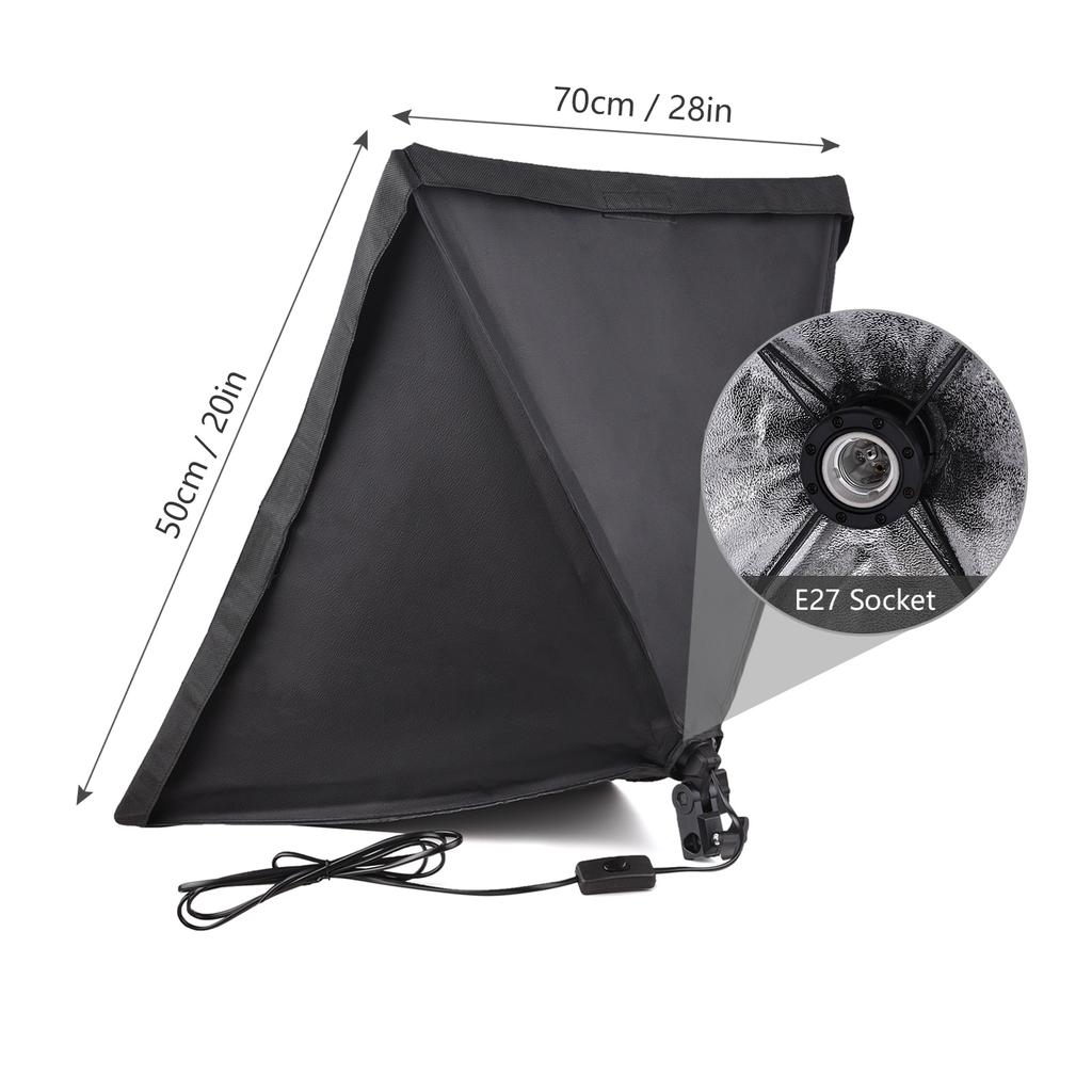Studio Photography Softbox Kit with 50x70cm Softbox * 1 + 2M Metal Tripod Stand * 1 for Live Streaming Portrait Product