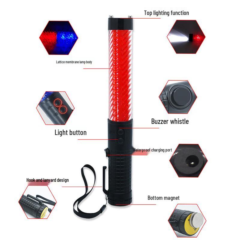 Rechargeable LED Traffic Warning Baton with Buzzer