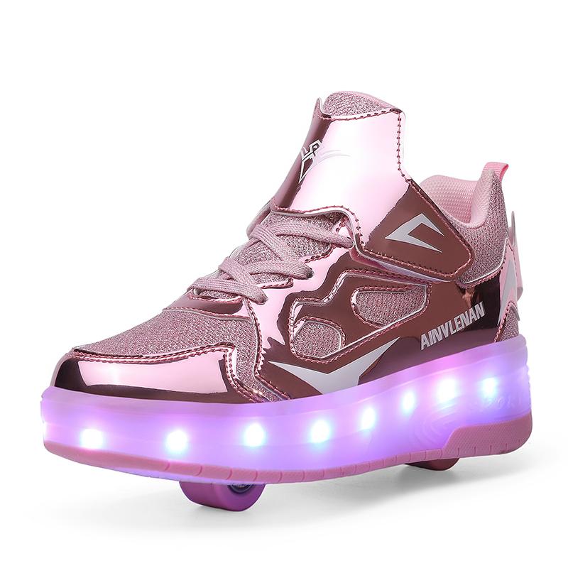 TUINANLE Dětské LED lehké kolečkové boty Luminous Light Up Skate tenisky s na kolečkách