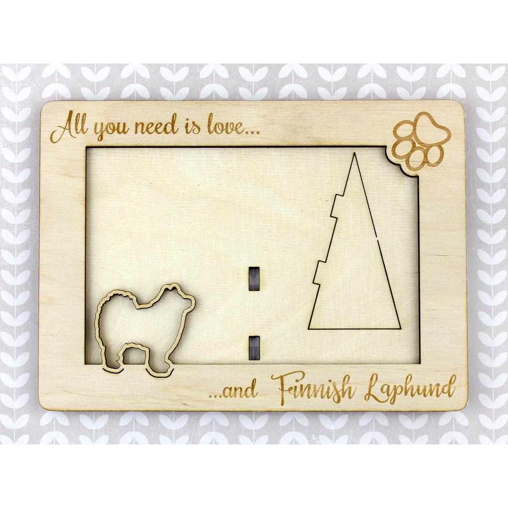 Finnish Lapphund, Finnish Lapponian Dog – Photo frame, engraved wooden frame | Art-Dog
