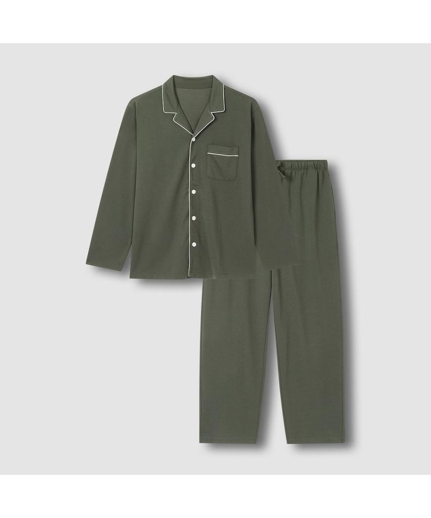 JAJU Ensemble Pyjama Homme Toucher Doux_Kaki