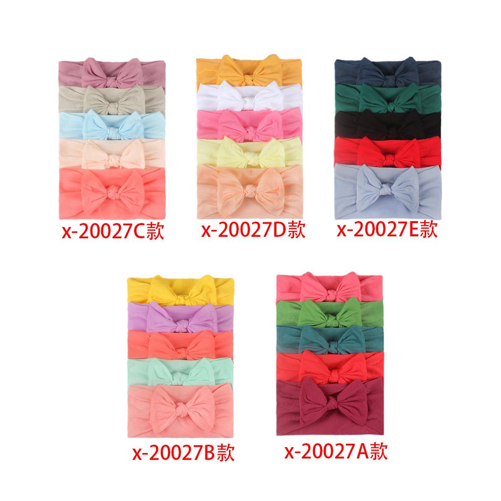 5PCS European and American Creative Soft and Comfortable Baby Nylon Bow Wide Headbands Cute Princess Hair Accessories
