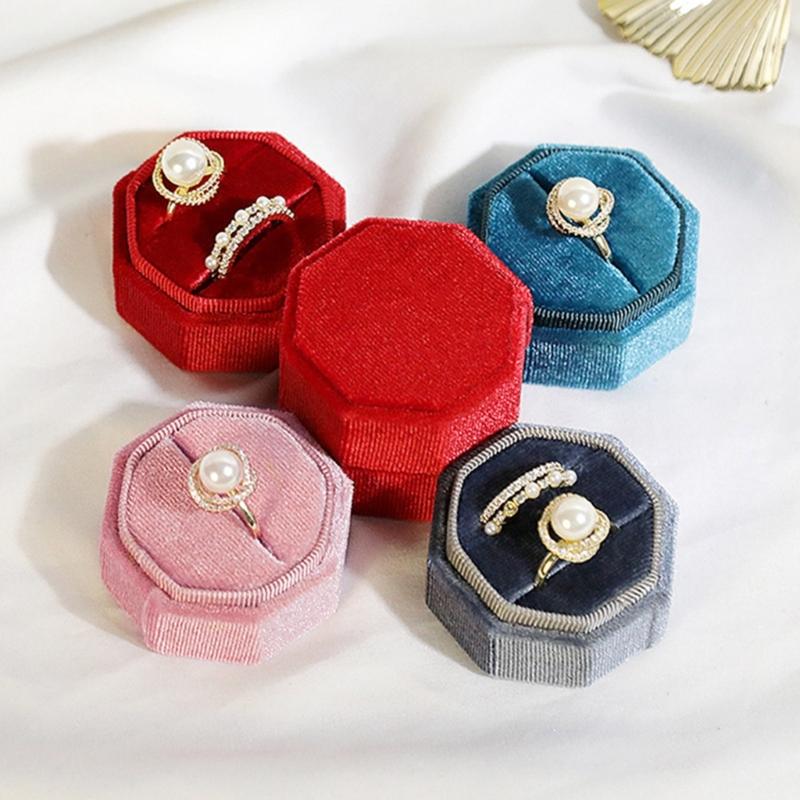 Rings Box Jewelry Box Display Holder Cases Wedding Rings Flannel Material Jewelry Box Perfect Gift for Woman Man Girls