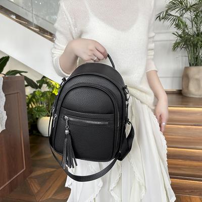Women's Tassel Backpack Multi-Function Shoulder Bag Large Capacity Waterproof Backpack