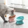 Sweejar Ceramic Raised Cat Bowls, Slanted Cat Dish Food or Water Bowls, Elevated Porcelain Pet Feeder Bowl Protect Cat's Spine, Stress Free, Backflow