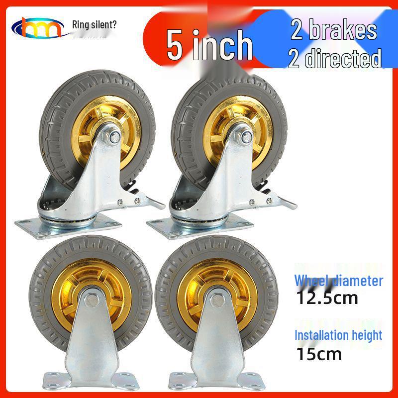 Schwerlast-Gummi-Lenkrollen mit Bremse - Doppelt gelagert, Größen 3/4/5 Zoll