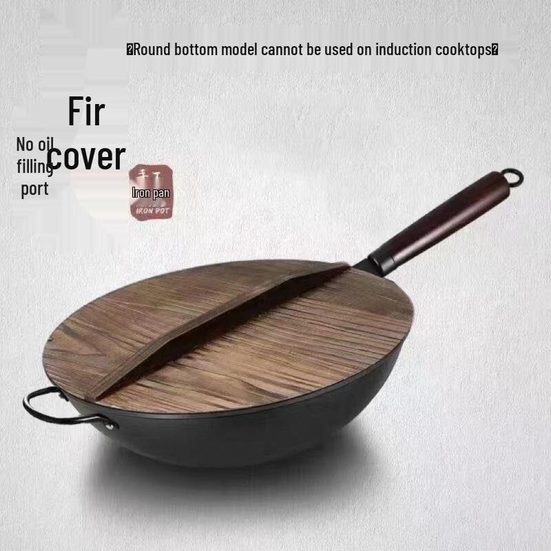 Zhangqiu Forged Iron Non-stick Wok for Induction & Gas Stoves