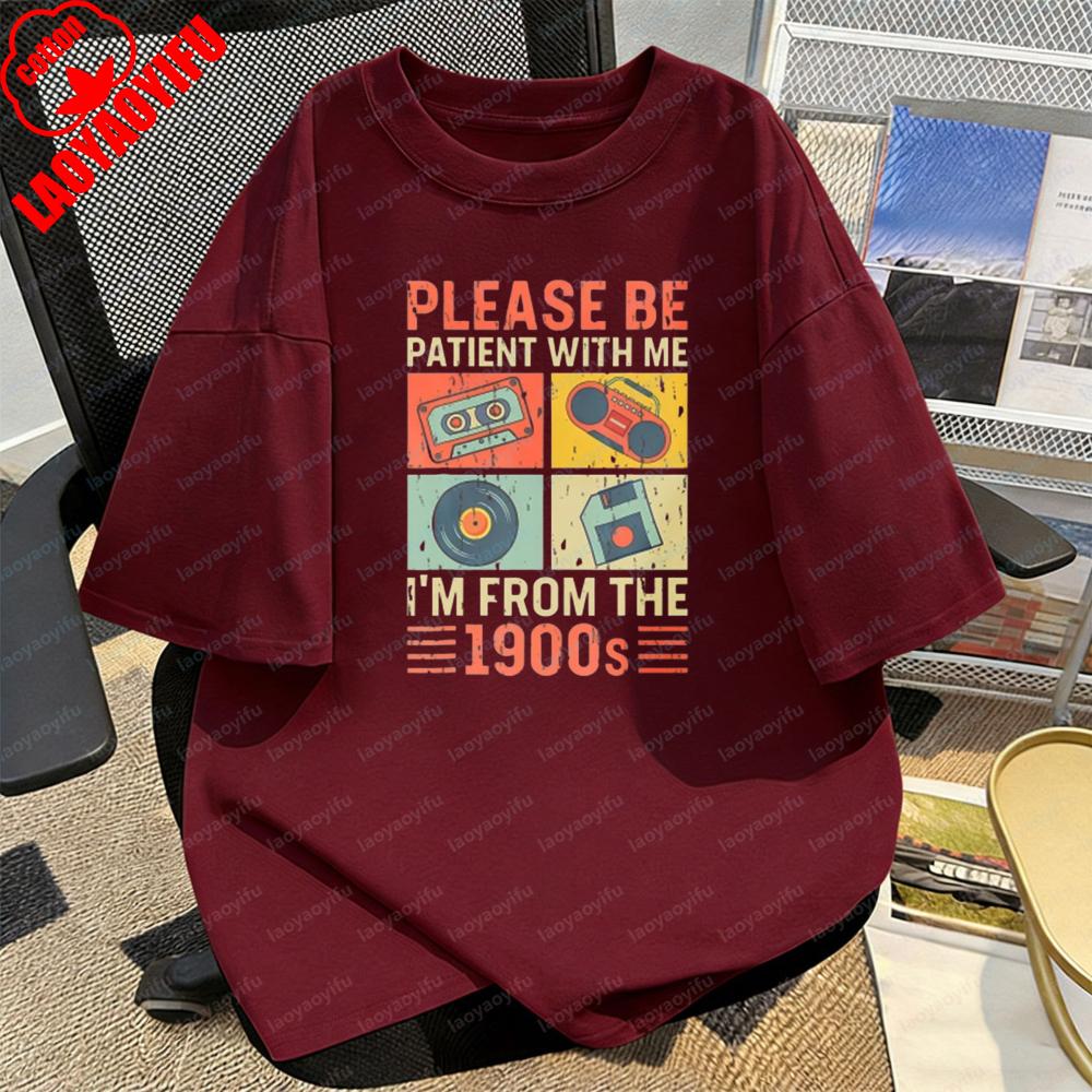 

Retro Music Cassette Tape Vinyl Record Tops Me Im From The 1900s TShirt Vintage Media Streetwear Fashion Trendy Men Women Tee S