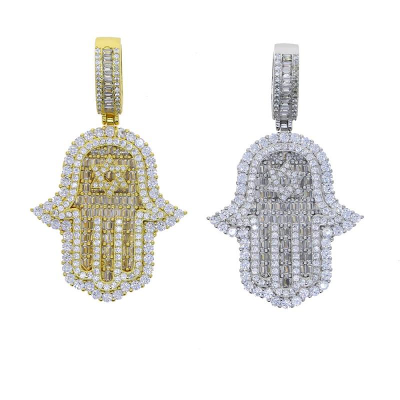 Hip Hop Star Pendant Necklace With Zirconia Crystals Gold Or Tone Chain Men