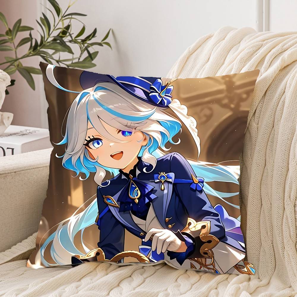 Cute F-Furina G-Genshin Impact Pillow Case Cushion Cover Soft Cute Throw Pillow Case For Car Sofa Pillowcase Polyester