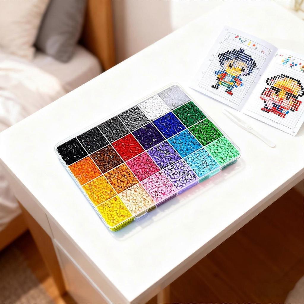 72-Color Fuse Beads Kit with Mini Iron, Pegboards, Ironing Paper & Tweezers – Compatible with Perler/Beads&Boards – Ideal DIY Craft Gift