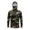 Mens Quick-Dry Ice Silk Long Sleeve UPF 50 Sun Protection Hooded Fishing Shirt With Integrated Face Cover