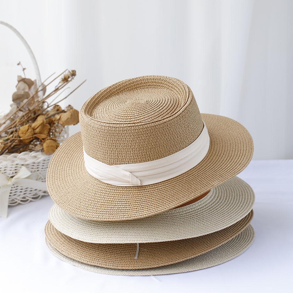 2026 ersatile Hat Panama flat brimmed sun hat bucket hat UV Protection sun hat For Beach Mini Bow Vacation handmade straw hat