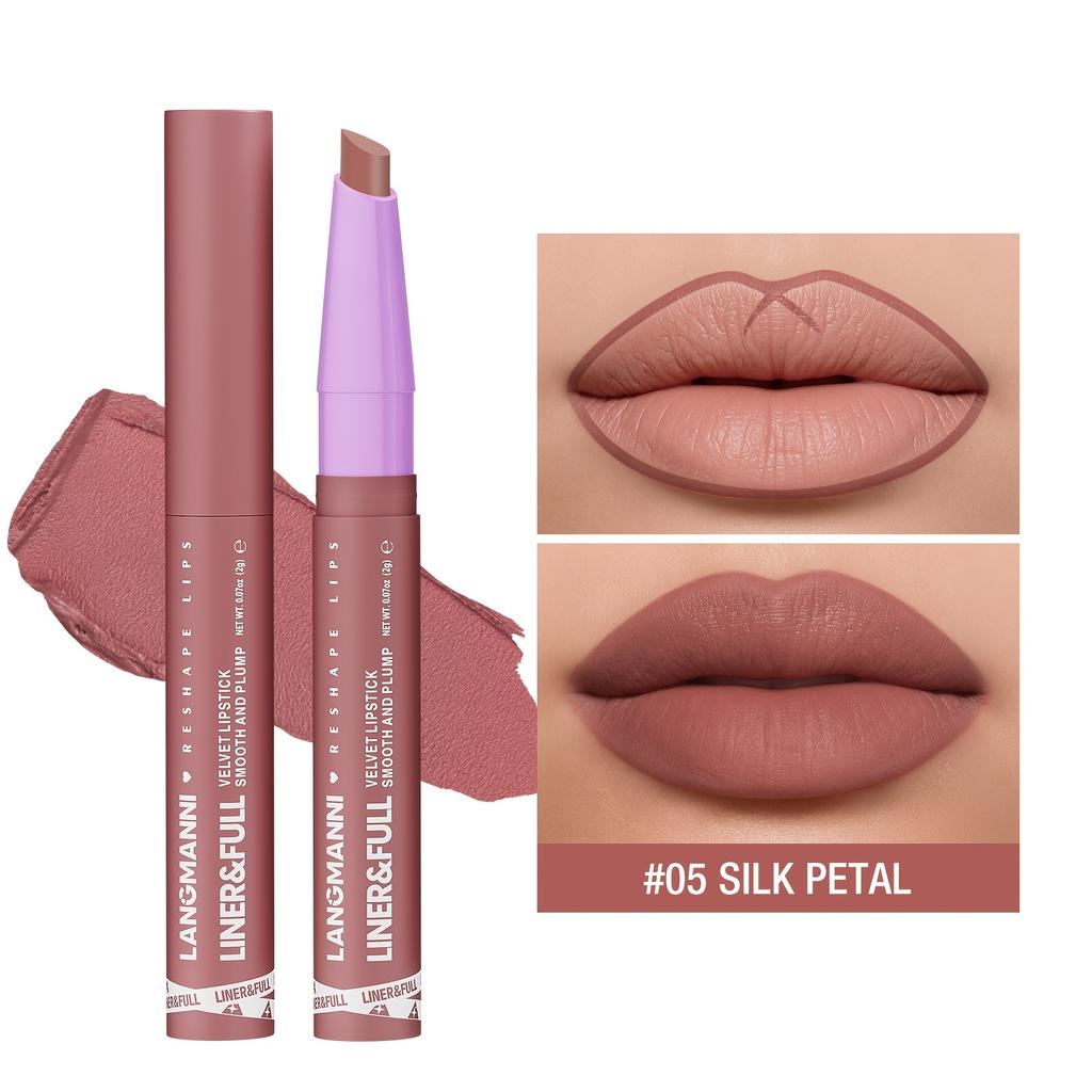 2 in 1 Matte Lipstick Crayons, Highly Pigmented Lip Liner Lipstick Pen, Long Lasting Moisturizing Lip Balm, Easy Glide on Formula