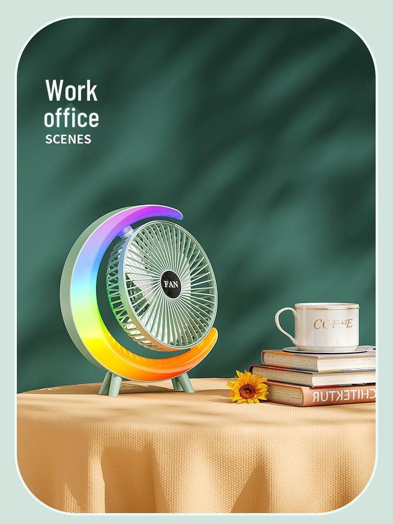 Rechargeable RGB Desktop Fan: High-Performance, Portable, for Home and Office Use