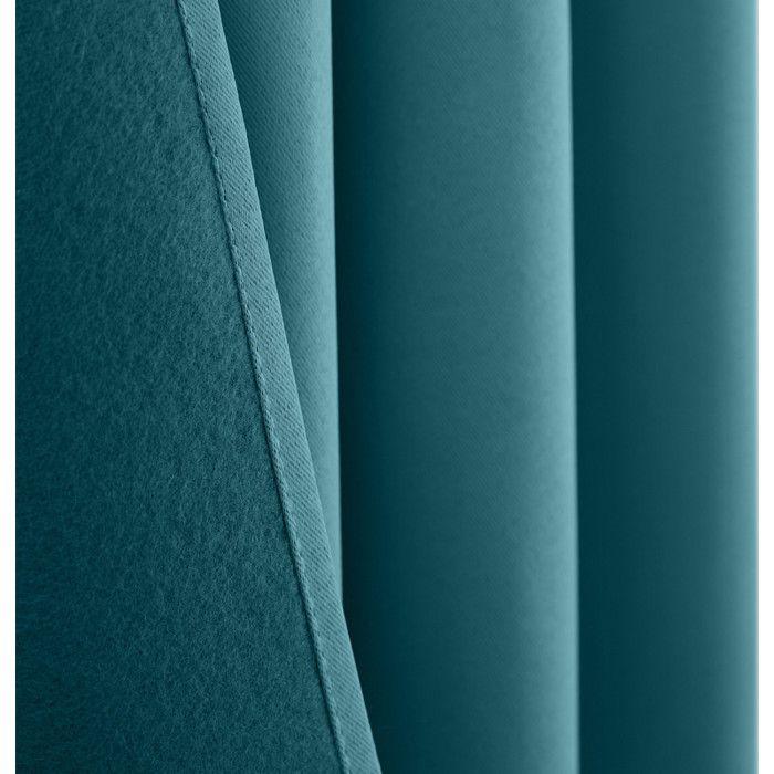 Set of 2 Soundproof and Thermal Blackout Curtains Lined with Fleece "Arctic" Peacock