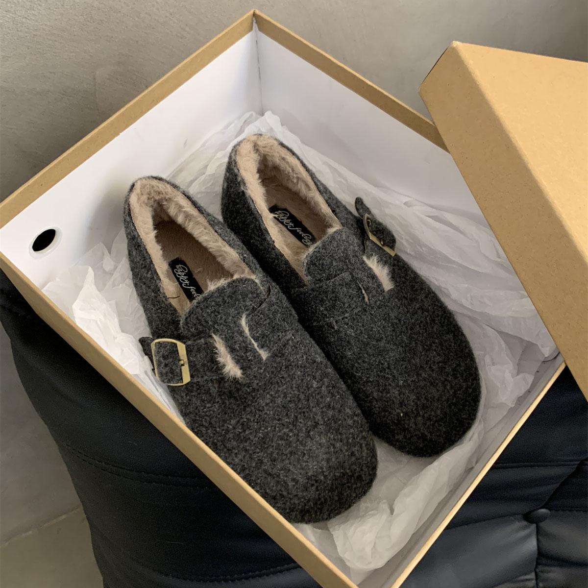 

Kidmi Winter Fuzzy Women Cotton Shoes Casual Antiskid Outdoor Women Shoes Cute Bow Plush House Shoes Warm Cozy Fluffy Women Shoe 40 сірий колір