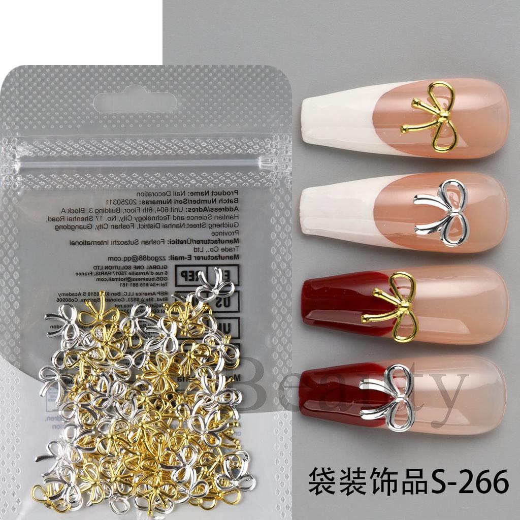 New Nail Art Jewelry Metal Three-dimensional Bow Metal Mixed Color Nail Art Jewelry