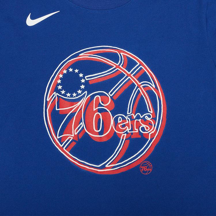 Nike X NBA Philadelphia 76ers Minimalist Numeric Logo Print Crew Neck Comfortable Short Sleeve T-Shirt Kids Tops Blue 3Z2B7BBWZ-76R