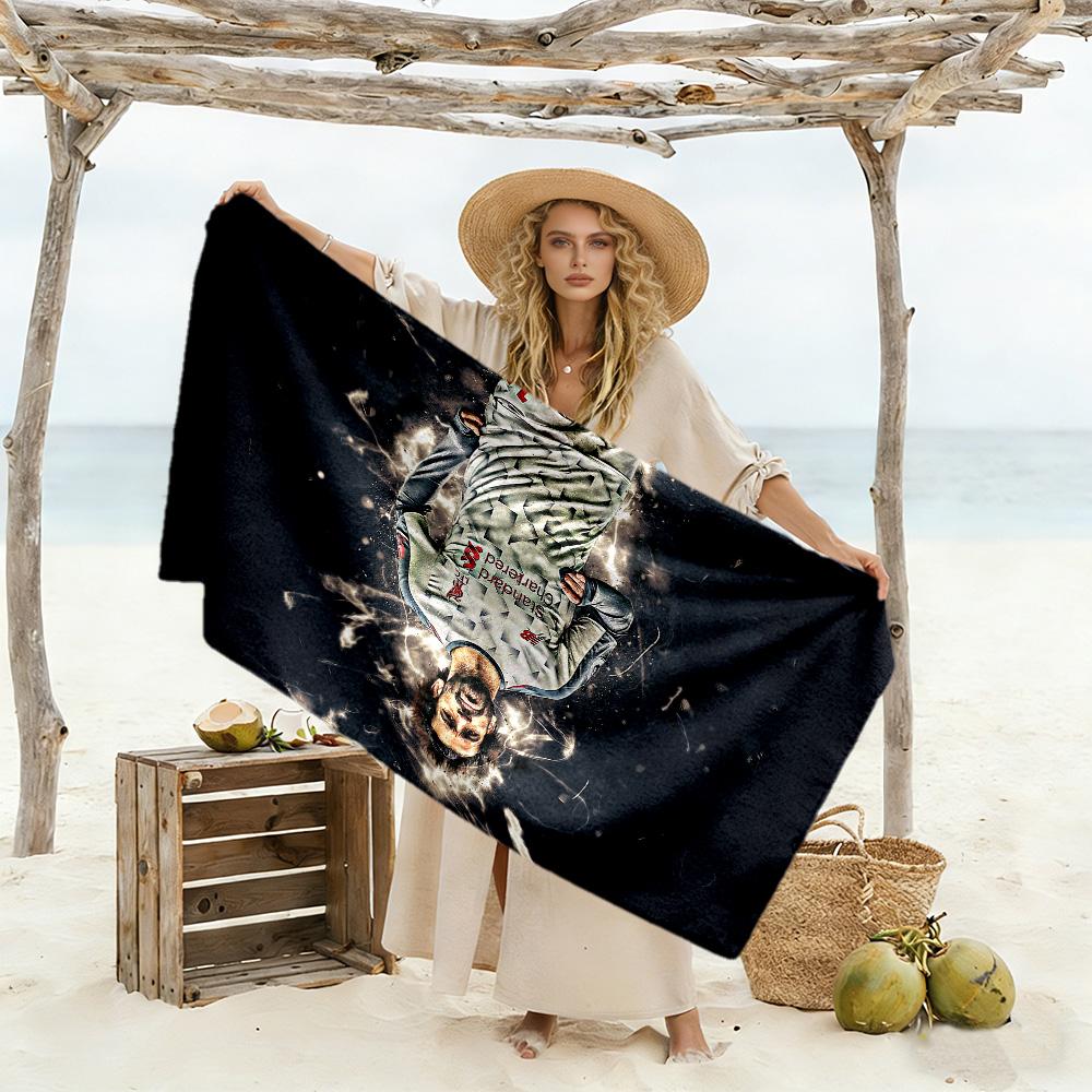 Dynamic Soccer Player Pose Beach Towel Soft Durable Quick-Dry Comfortable Lightweight
