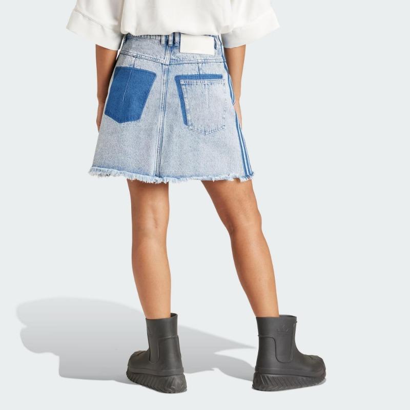 adidas Originals Fransen-Denimrock Damen Unterteile Hellblau-Grau IU2509