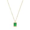 Emerald Cube Zircon Necklace Earrings Titanium Steel Multi-14K Gold Color Lasting