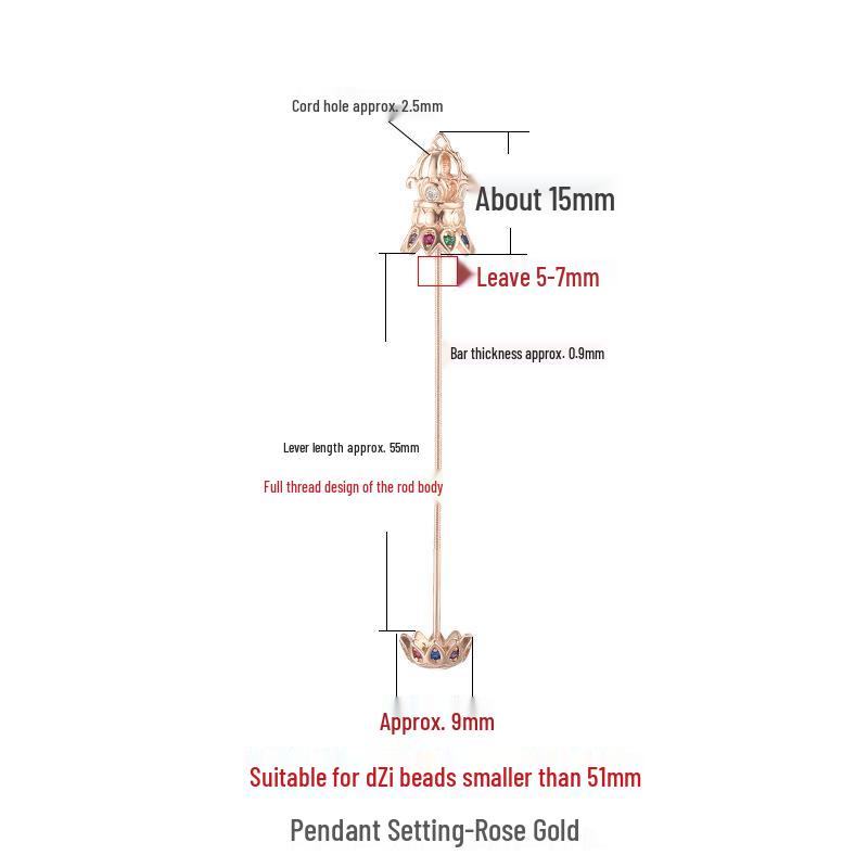 

S925 Sterling Silver Dzi Bead Vertical Pendant Setting with Adjustable Screw Pin