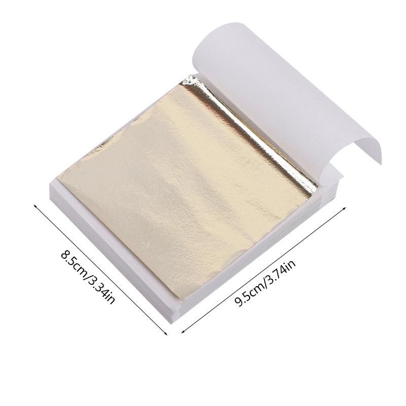 100Pcs Imitation Gold Foil Paper Leaf Sheets for Gilding Funiture Lines Wall Craft Home Decoration Wedding Party Gift DIY Nail