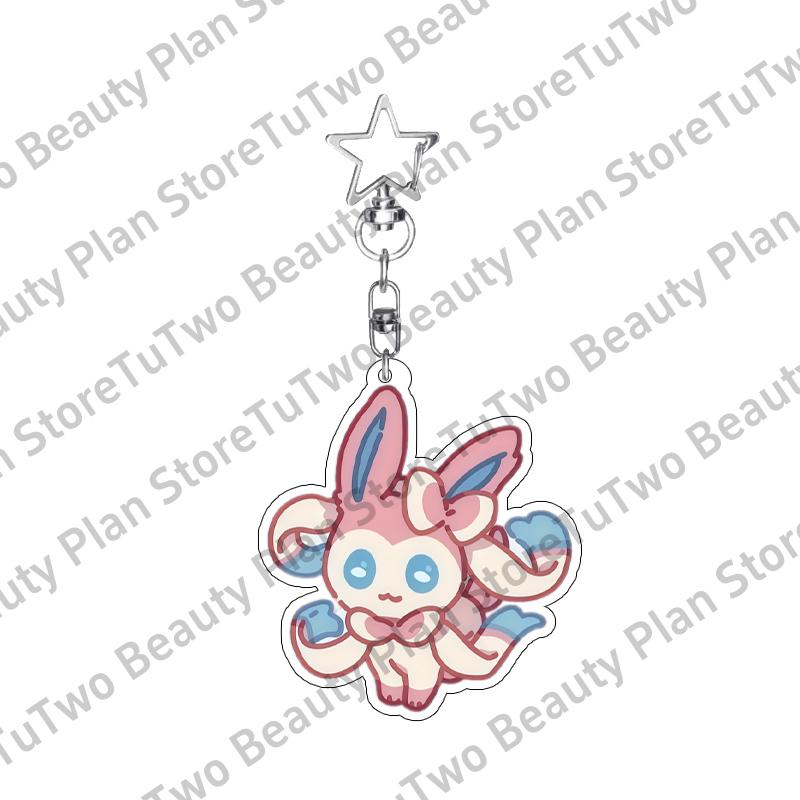 Kawaii Cartoon Anime Eevee Sylveen Glaceon Flareon Jolteon 5cm Acrylic Keychain Accessories Cute Bag Pendant Gifts for Friends