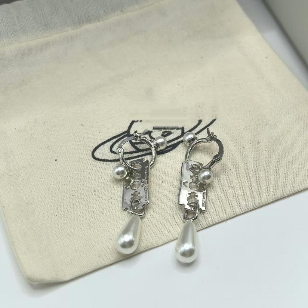 Kolczyki z Perłą Łzy Cesarzowej Wdowy Cixi z Pędzelkami - Moda Damska