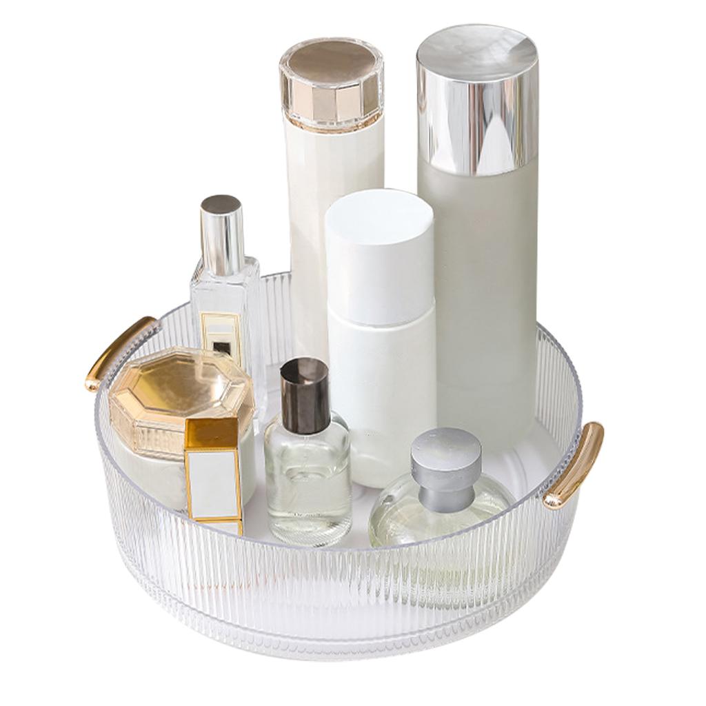 360 Rotating Cosmetic Organizer Texture Storage Rotating Makeup Desk Organizer with Handle for