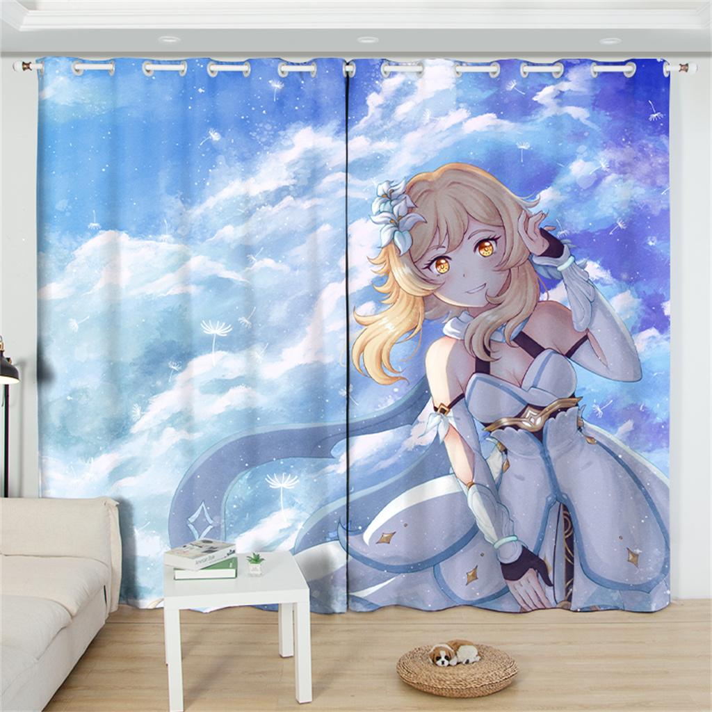 

Kazuha Genshin Impact Blackout Curtain 2 панели аниме-принт оконные шторы для гостиной мультяшный домашний декор обработка 100W130H(CM)40x51in&Grommet Top