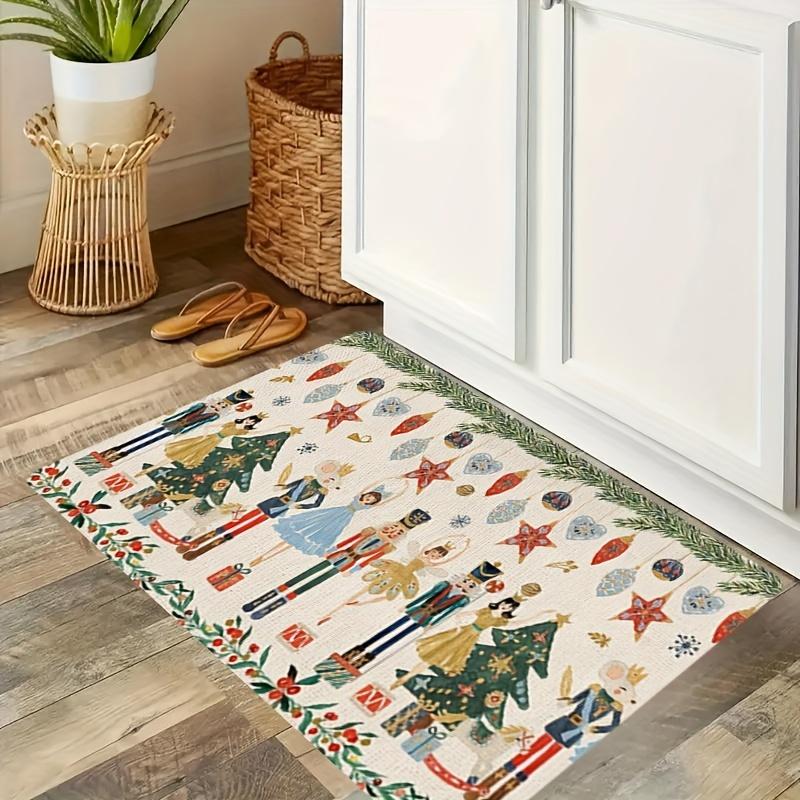 

Christmas Nutcracker Kitchen Mat Home Decor Kitchen Hallway Balcony Laundry Rugs Bathroom Non-slip Foot Pad Christmas Decoration 40cm x 60cm