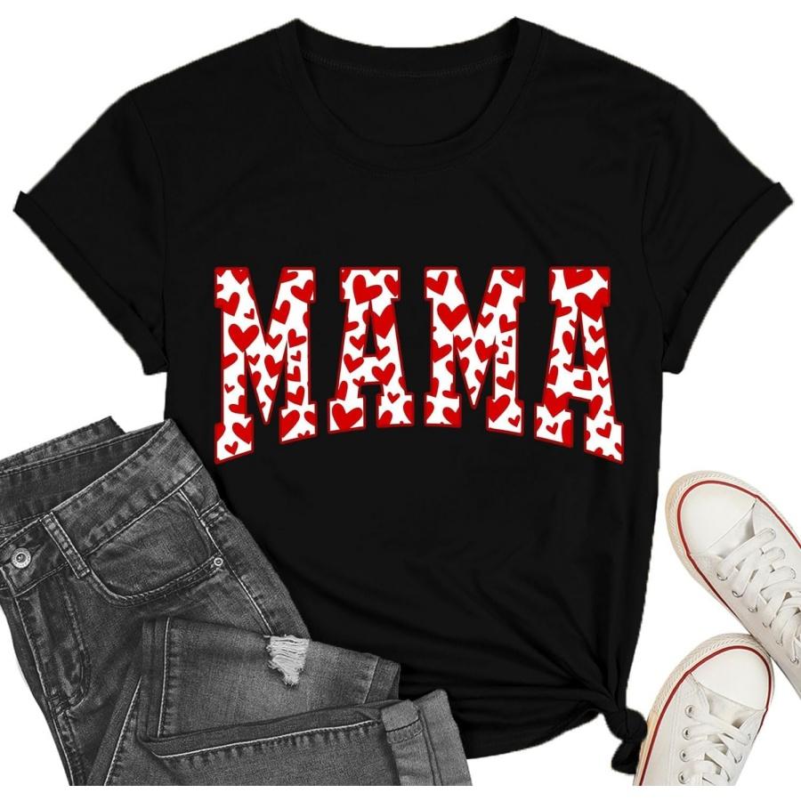Mama Valentines Shirt Valentines Shirts for Women Valentines Tee Mama Womens Red Valentines Tops S
