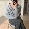 Hirsionsan Herbst Einfache Grund Kaschmir Jumper Frauen Casual Solide V-ausschnitt Pullover Weibliche Lange Hülse Lose Faul Gestrickte Pullover